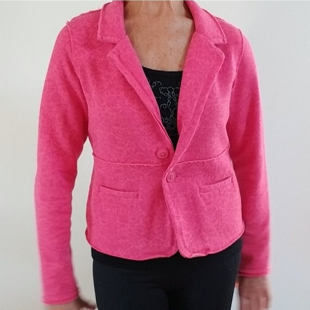 RuffHewn Fuchsia Fleece 2 button Blazer Jacket, Size M